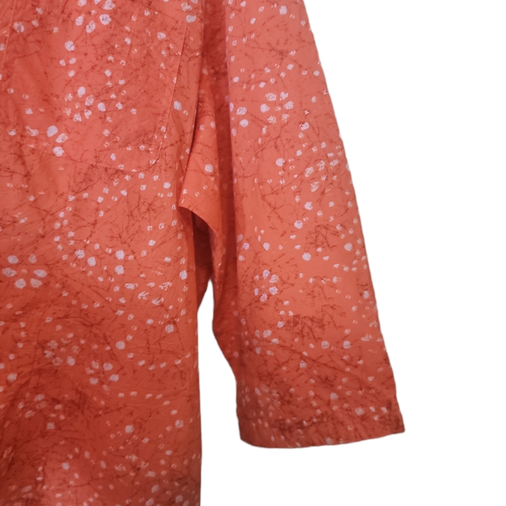 D & co. Orange White Granny Core Button Down 3/4 Sleeve Top Sz 3X - Picture 3 of 6